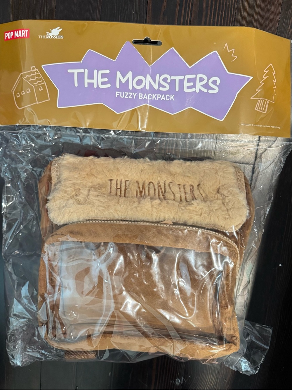New 100% Auth Exclisive THE MONSTERS Fuzzy Backpack - Tan & Cream